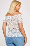 Plus Sized Off The Shoulder Lace Scallop Edge Top