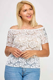 Plus Sized Off The Shoulder Lace Scallop Edge Top