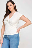 Plus Size Variegated Knit Rib Twist Front Top