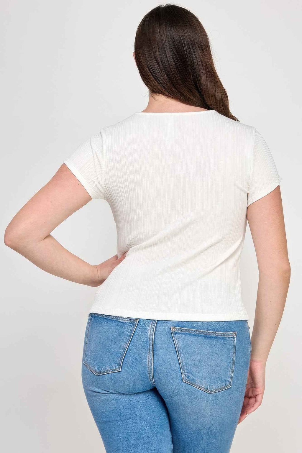 Plus Size Variegated Knit Rib Twist Front Top