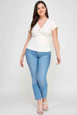 Plus Size Variegated Knit Rib Twist Front Top