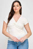 Plus Size Variegated Knit Rib Twist Front Top