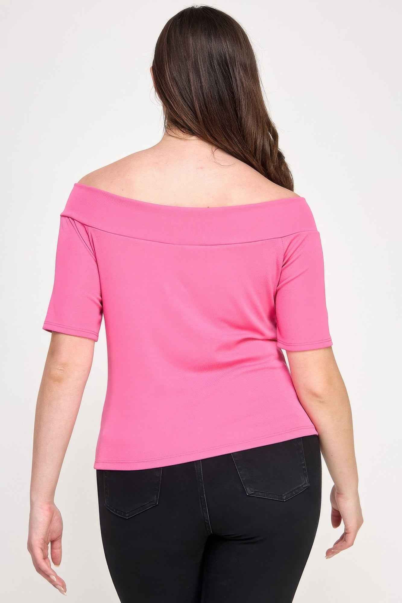 Plus Size Off The Shoulder Knit Rib Twist Knot Top