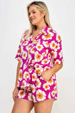 Plus Button Down Shirt And Shorts Set