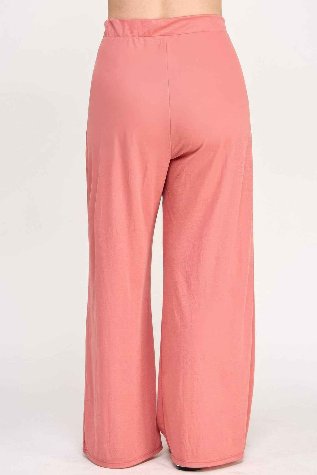 Plus Size Knit Linen Pleated Wide Leg Pants