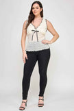 Plus Size Sleeveless Ruffle Lace Bow Tie Front Top