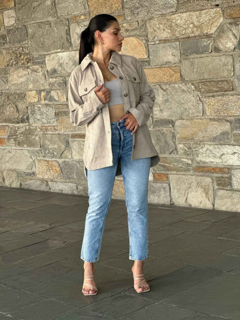 Oversized Corduroy Shacket Button Down Utility