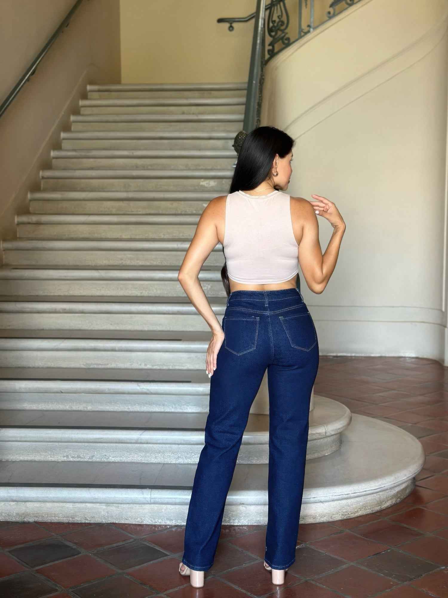High Waist Vintage Straight Leg Denim Jeans