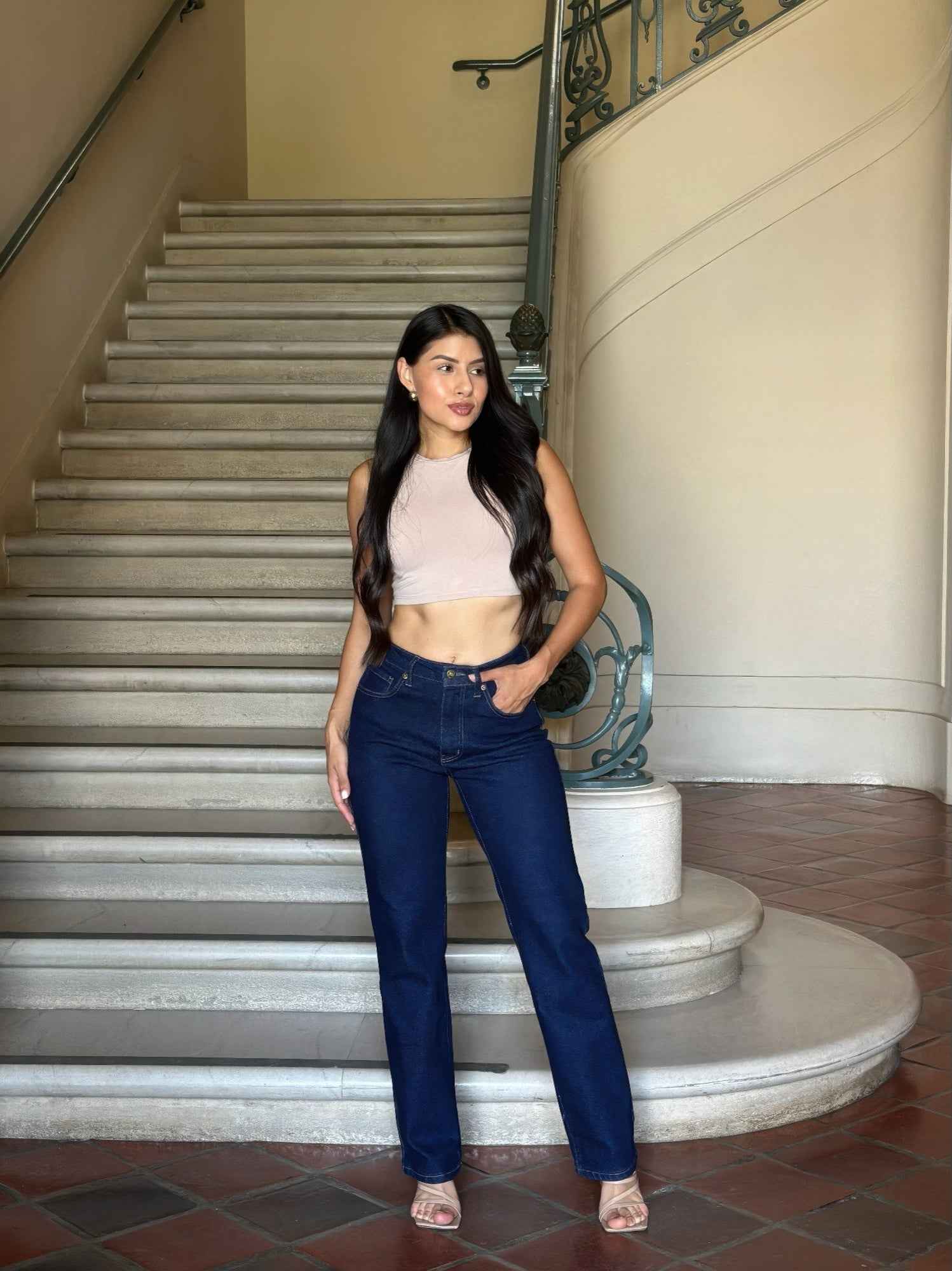 High Waist Vintage Straight Leg Denim Jeans