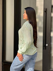 Collar Button Down Rhine Stone Detail Blouse
