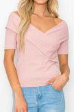 Off The Shoulder Crisscross Ribbed Top