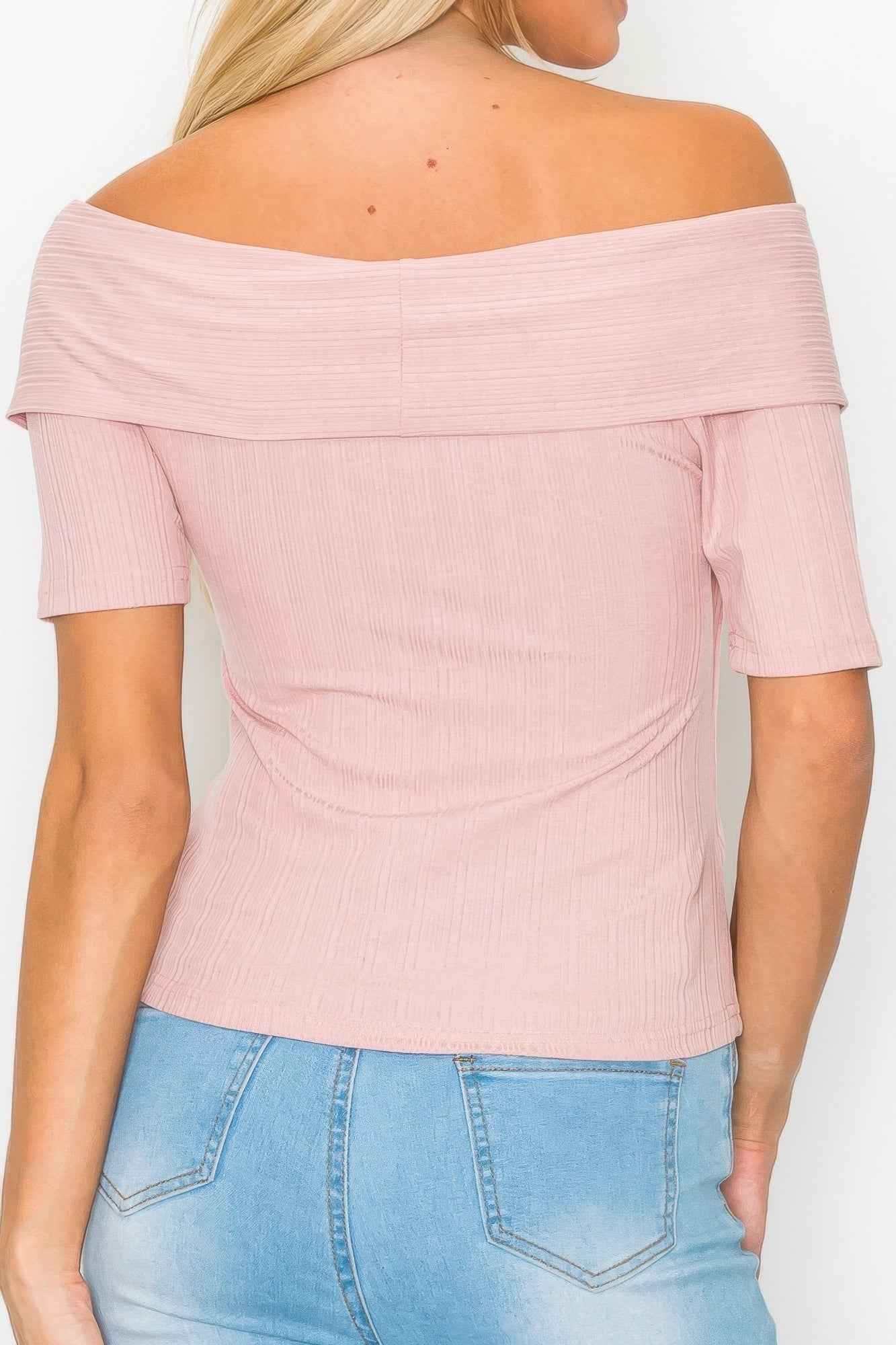 Off The Shoulder Crisscross Ribbed Top