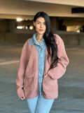 Teddy Fleece & Denim Jacket With Square Pockets