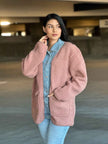 Teddy Fleece & Denim Jacket With Square Pockets