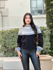Neutral Color Block Knit Pull Out Sweater