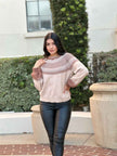 Neutral Color Block Knit Pull Out Sweater