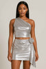 Metallic One Shoulder Crop Top Set