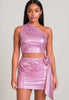 Metallic One Shoulder Crop Top Set