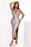 One Shoulder Slit Maxi Dress