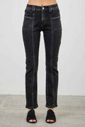 Mid Rise Slim Straight In Black Acid