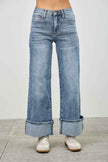 Mid Rise Cuffed Jeans With Stretch