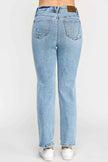 High Rise Button Fly Crop Slim Straight