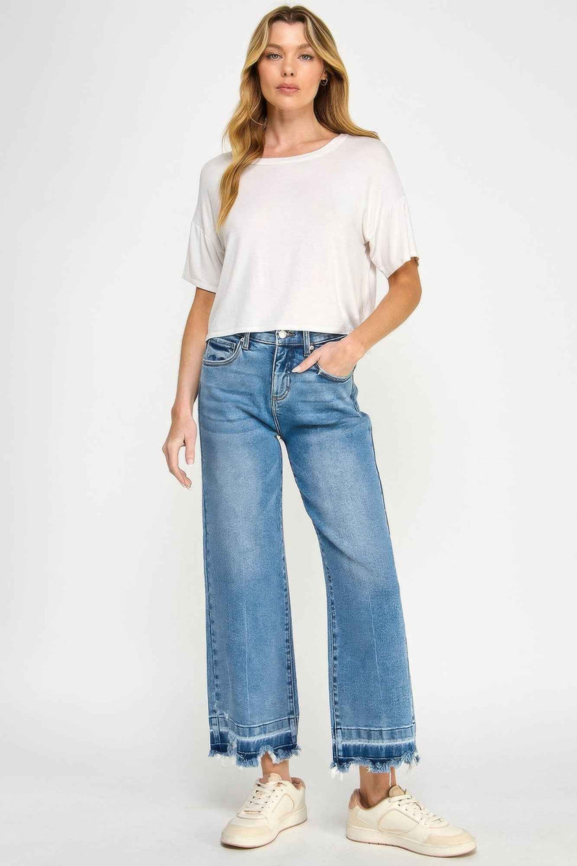 Tummy Control High Rise Crop Wide W/ Released Hem