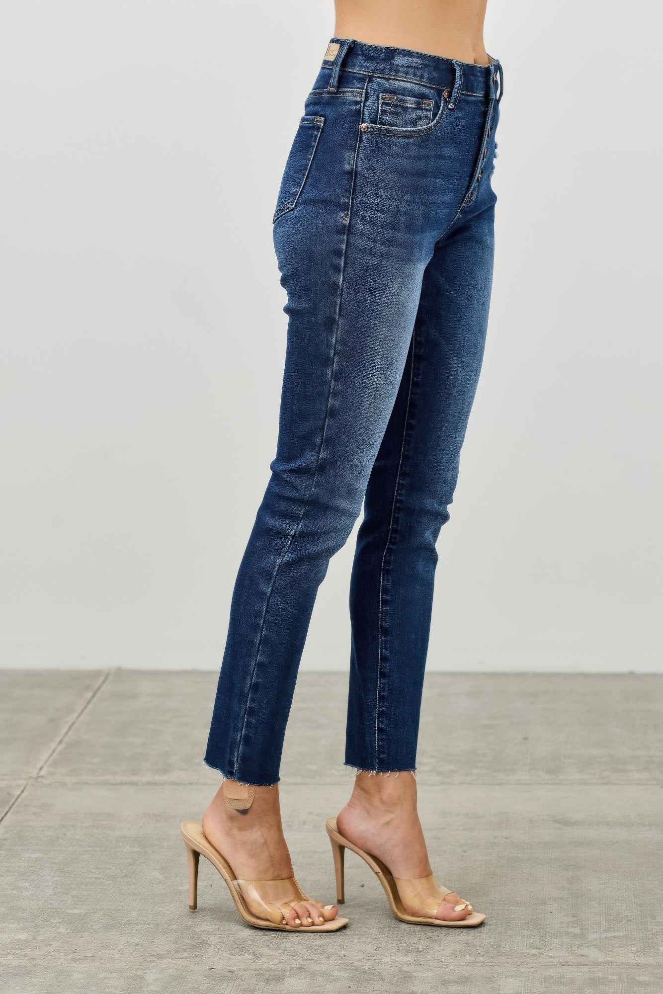High Rise Ankle Skinny With Button Fly