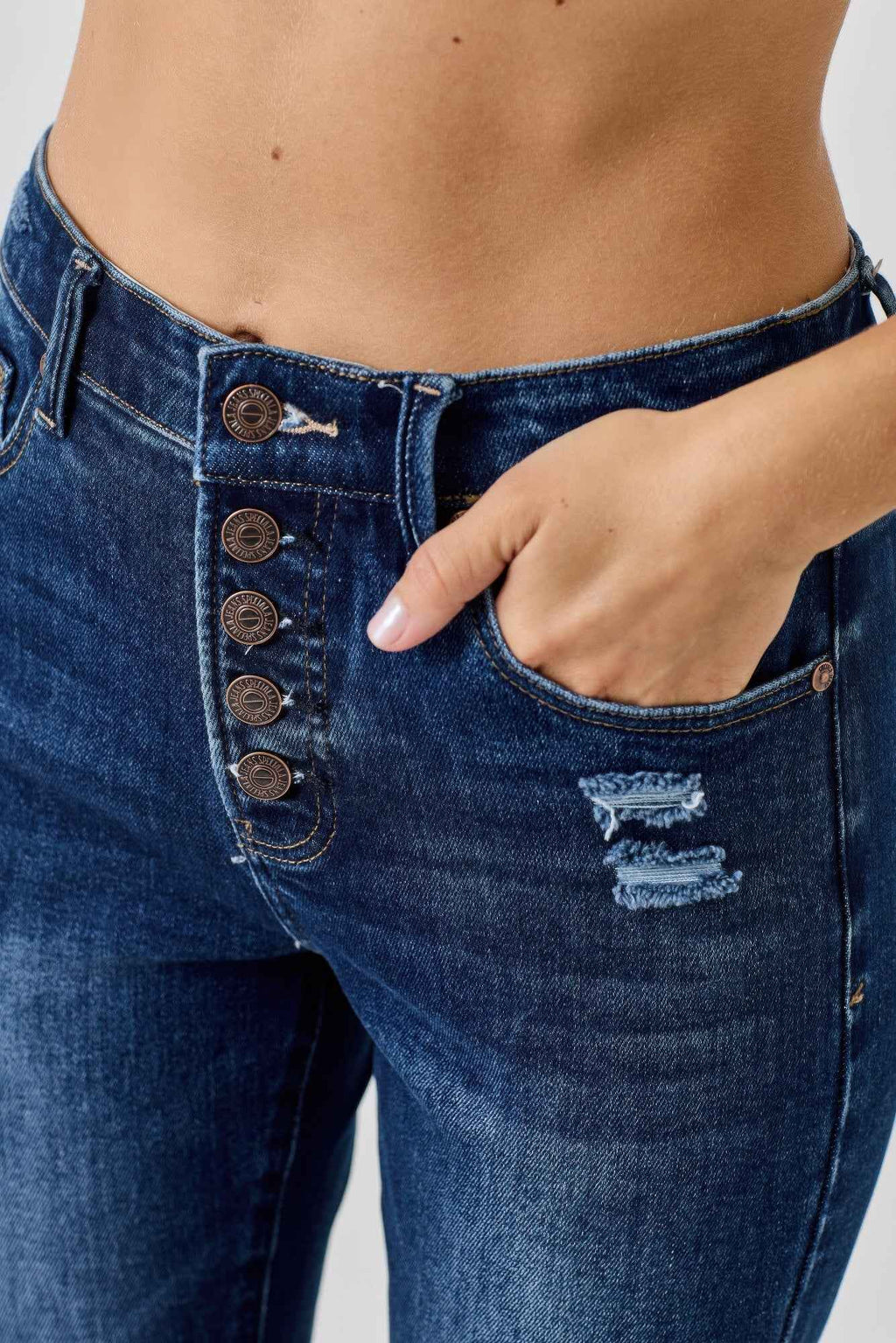 High Rise Ankle Skinny With Button Fly