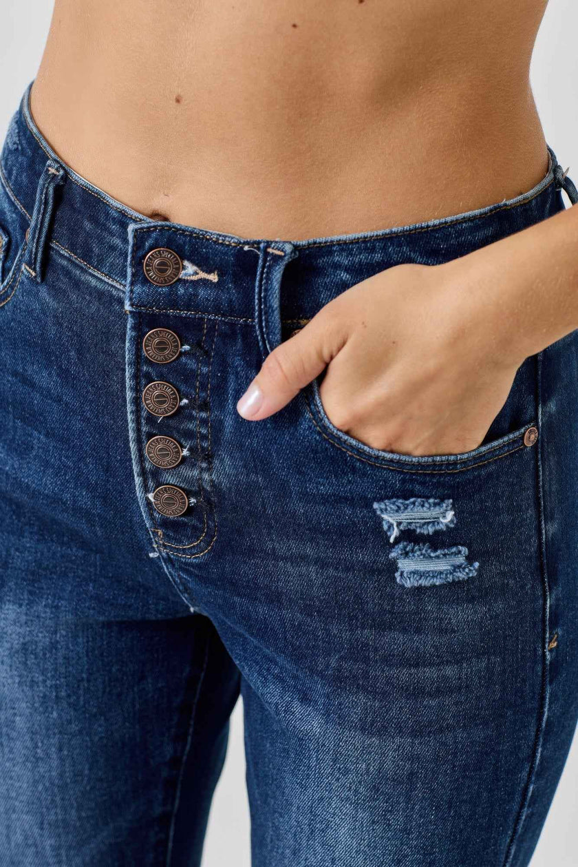 High Rise Ankle Skinny With Button Fly