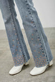 High Rise Kick Flare With Rhinestone