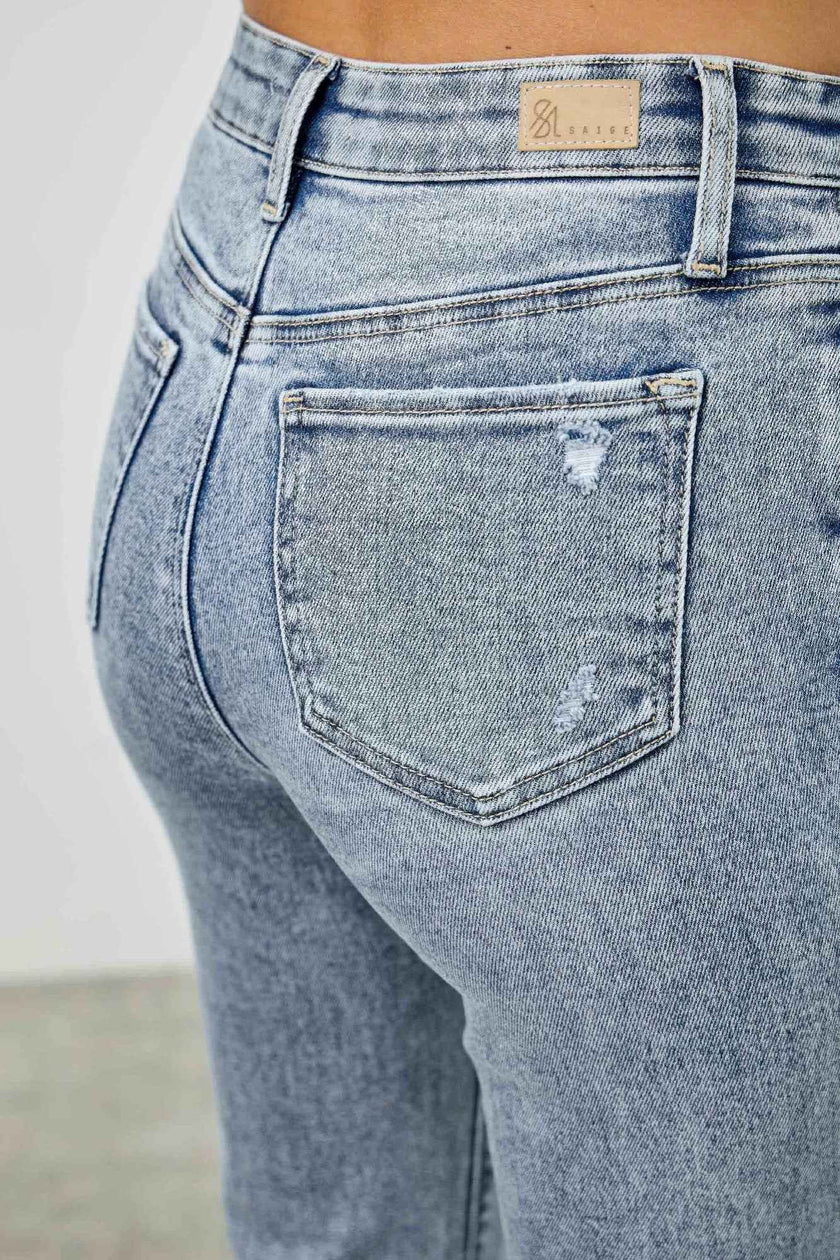 High Rise Kick Flare With Rhinestone