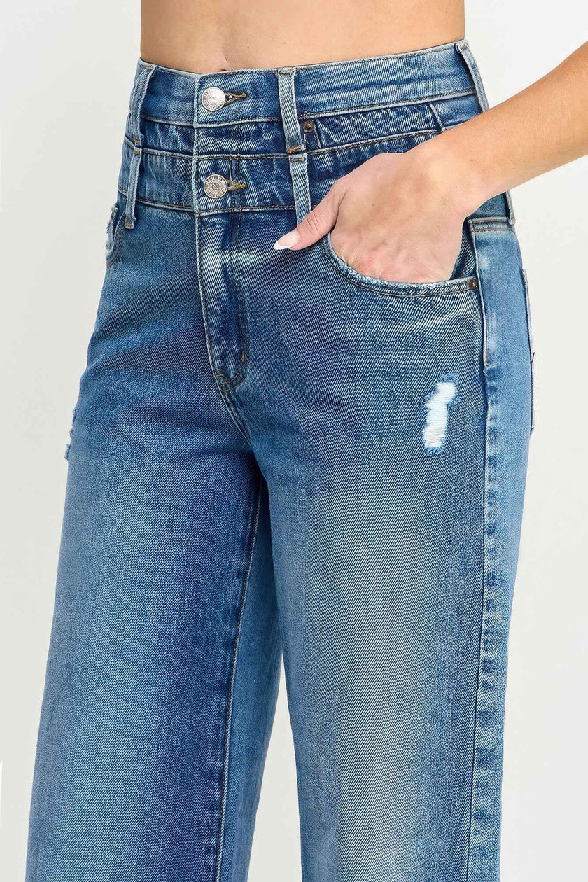 High Rise Double Waist Wide Leg