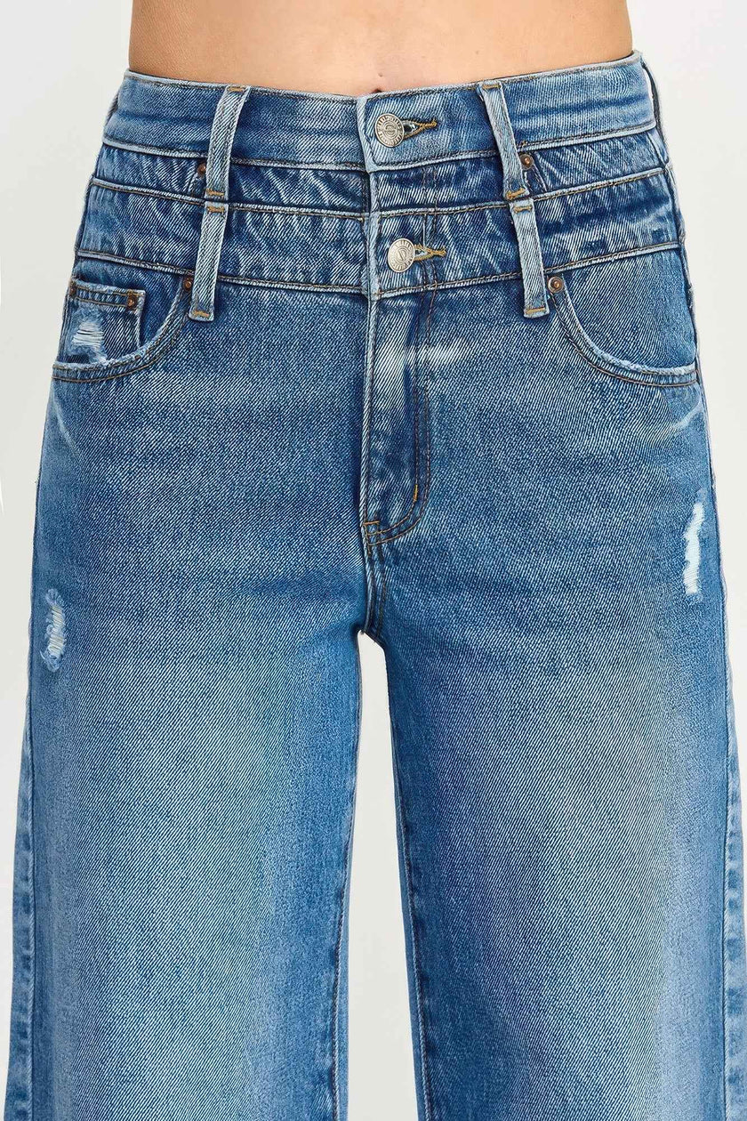 High Rise Double Waist Wide Leg