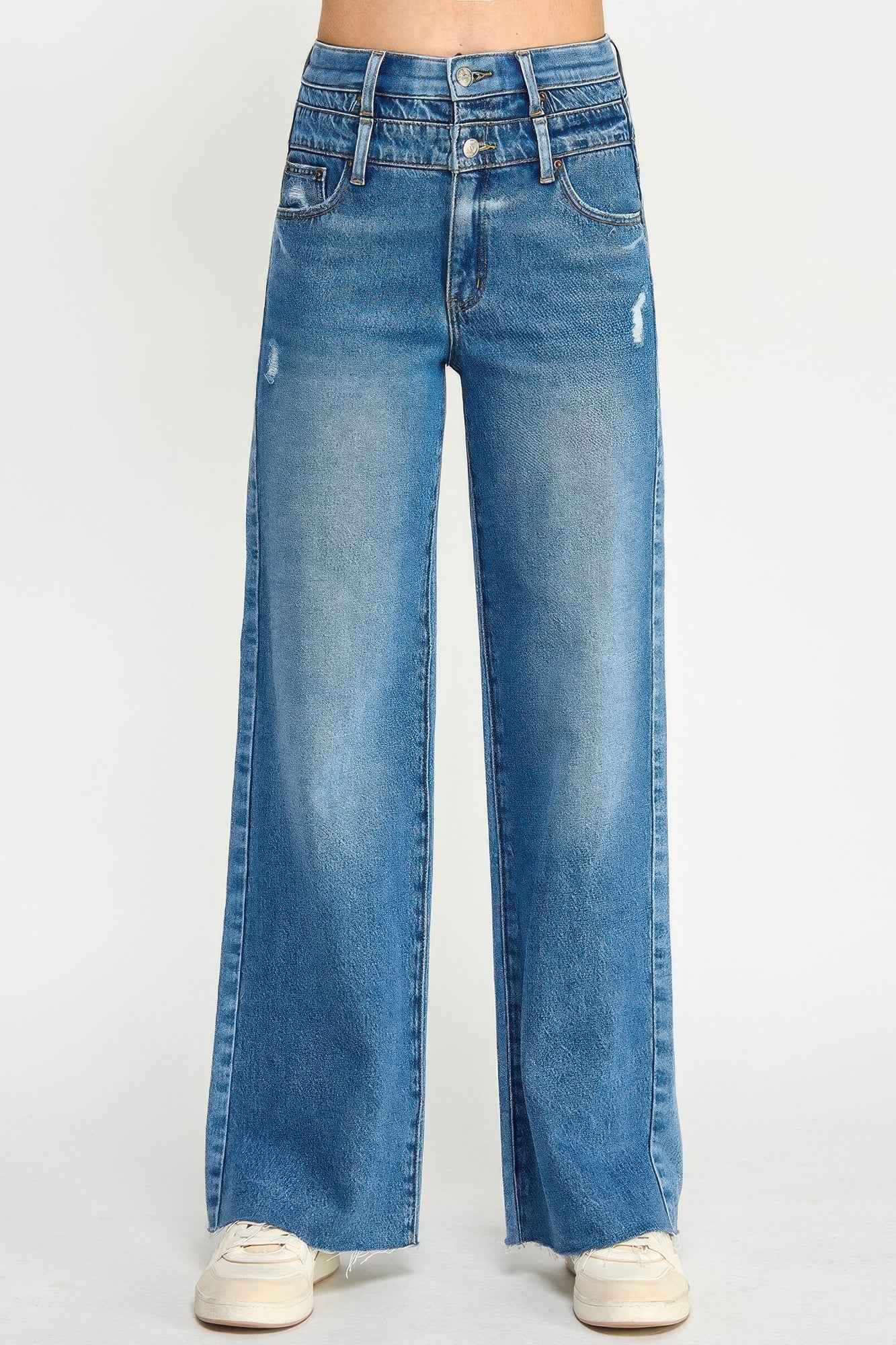 High Rise Double Waist Wide Leg