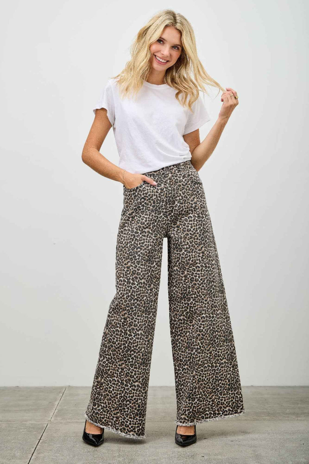 Leopard Super High Rise Wide Leg With Stretch