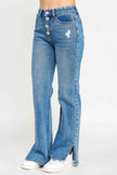 Plus High Rise Straight With Jewel Buttons