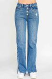 Plus High Rise Straight With Jewel Buttons