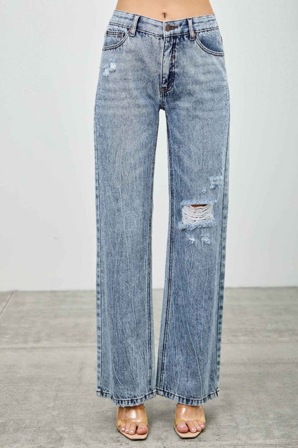 Mid Rise Relaxed Straight With Destroy