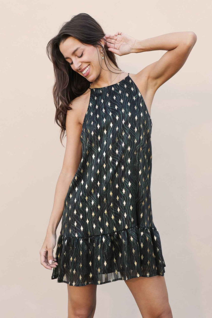 Sacred Tree Ruffle Bottom Dress