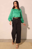 Hammered Satin Long Sleeve Crop Top