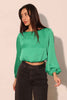 Hammered Satin Long Sleeve Crop Top
