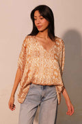 Bohemian Lurex Chiffon Caftan Top With Back Band