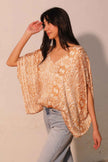 Bohemian Lurex Chiffon Caftan Top With Back Band
