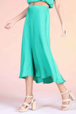 Washed Poly Silk Midi Swing Skirt
