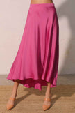 Washed Poly Silk Midi Swing Skirt