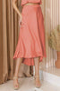 Washed Poly Silk Midi Swing Skirt