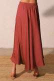 Washed Poly Silk Midi Swing Skirt