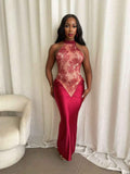 Crimson Lace Hourglass Dress