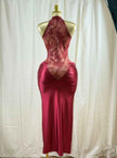 Crimson Lace Hourglass Dress